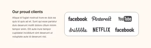 Un site Web avec différents logos.
