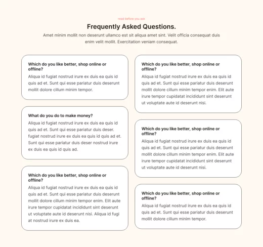 Une page avec les mots questions fréquemment posées.